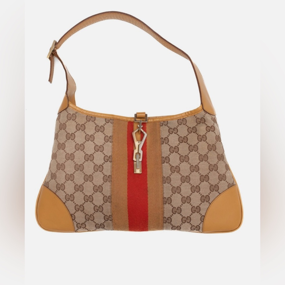 GUCCI Jackie Sherry Line GG Canvas Shoulder Bag Beige Red - Picture 4 of 11